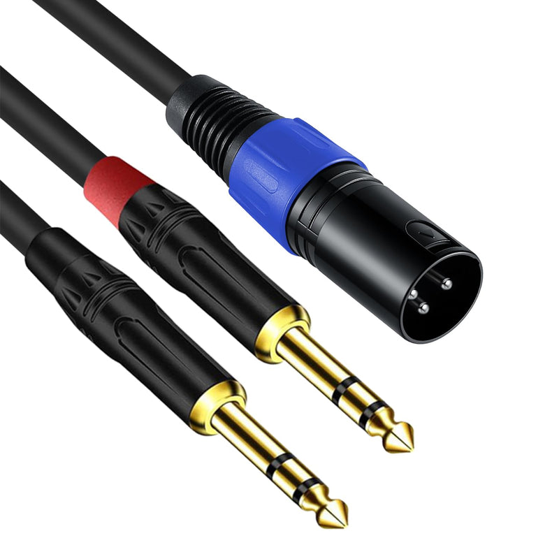 [AUSTRALIA] - 2Pack 6.35mm Dual TRS to XLR Male Cable for Microphone, Mixer, Amplifier, 1.5 FT, 1/4 TRS to XLR Audio Cable, Y Splitter Patch Cord, 3-Pinxlr to Dual 1/4 Male Converter Adapter Cable 1.5Ft, 2Pack Dual 1/4 to XLR Male 