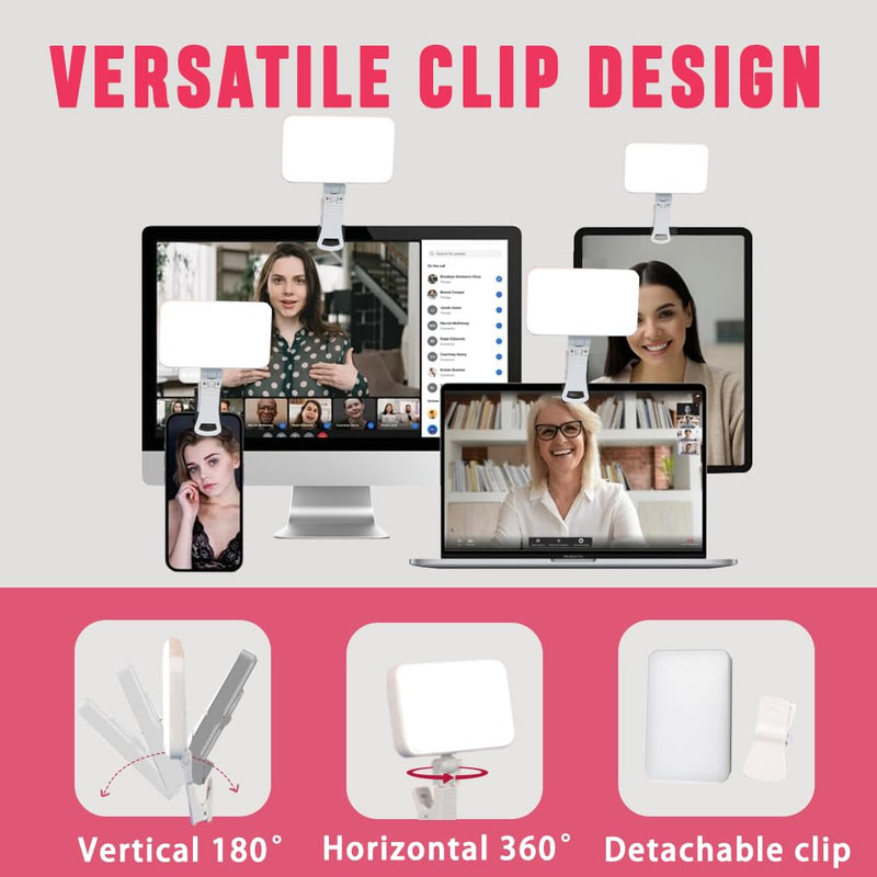 [AUSTRALIA] - Selfie Light for Phone, 66 LED Phone Light with Rechargeable Clip and Adjusted 3 Light Modes, 2000mAh Video Light for iPhone iPad, Laptop, Makeup, TikTok, Selfie, Vlog, Video Conference white 