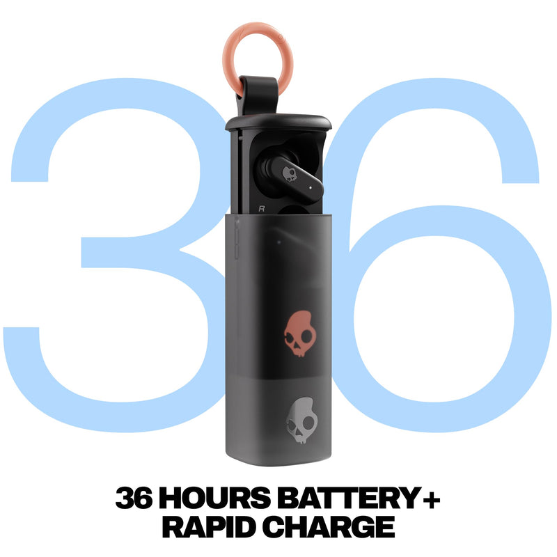 Skullcandy Dime Evo Wireless Earbuds with Clip-Anywhere Case - True Black | In-Ear Fit, Noise Isolating, 36 Hours Battery, Microphone for iPhone Android, Easy Clip-On Design, Travel, Commuting