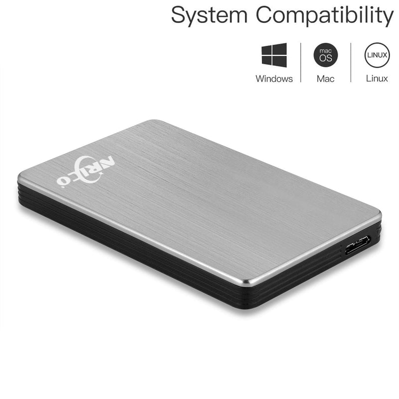 NRICO Portable External Hard Drive, USB 3.0, 2.5 Inch, (Grey, 500, GB) | Storage Compatible for PC, Mac, 500GB Grey