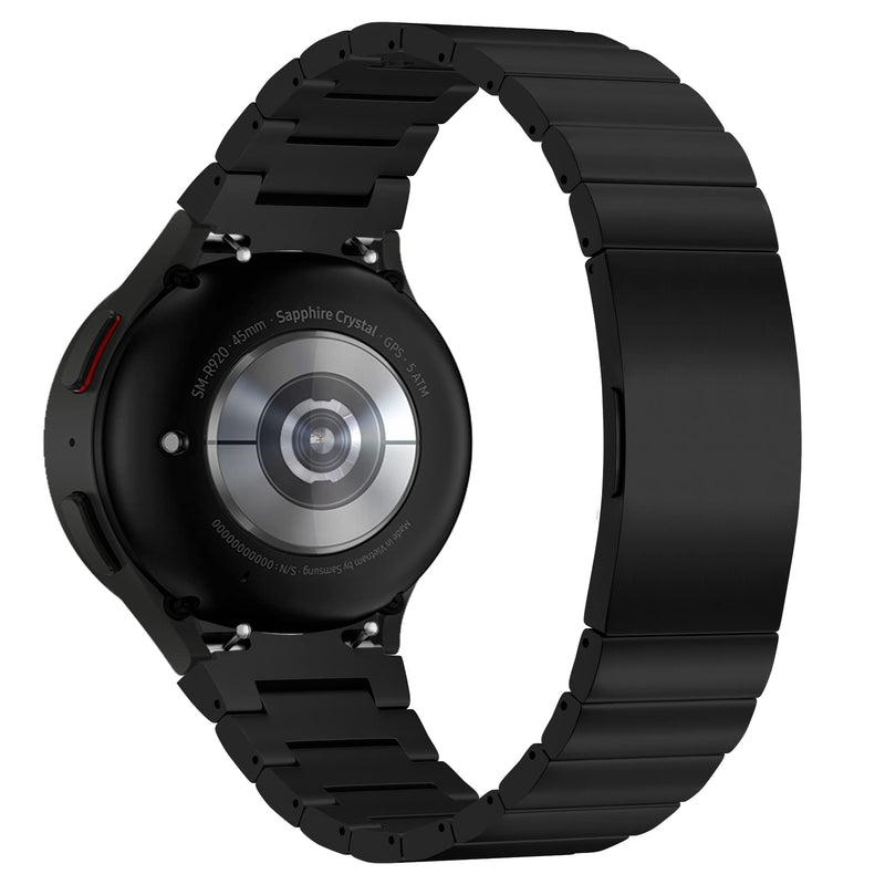 LDFAS Compatible for Samsung Galaxy Watch 7/6 Classic 43mm 47mm/5 Pro 45mm Bands, 20mm Titanium Metal Watch Strap with Curved Buckle Compatible for Samsung Galaxy Watch FE/6/5/4 40mm/44mm Band Black