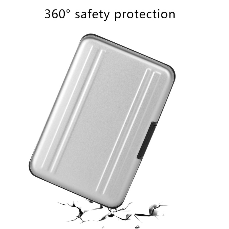 Qkenvo Aluminum Shock Resistant Carrying Box Holder Memory Card Storage Box Case Holder 8 Slots for SD SDHC MMC Micro SD TF Cards Silver