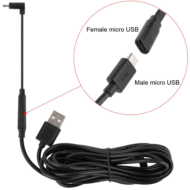 Uogw 2 Pack 90° Micro-USB Extension Cable Compatible with Wyze Cam Pan v3 and Wyze Cam v3 Pro, 5inch Male to Female Extender Cord for WYZE Cam,L-Shaped Flat Cable(Black)