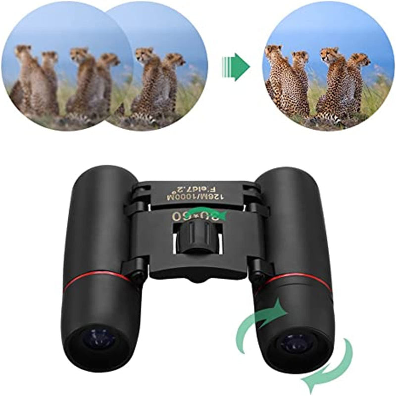 30x60 Mini Compact Binoculars for Adults, Portable Pocket Foldable Binoculars for Waterproof Bird Watching, Mountaineering, Outdoor Hunting