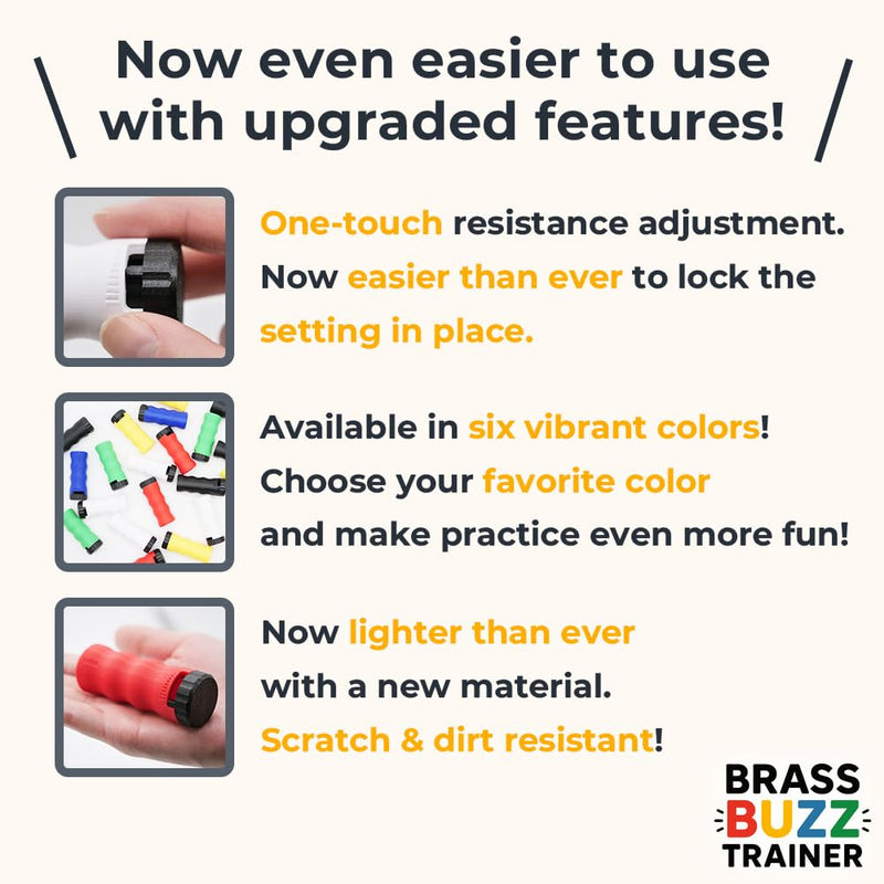 [AUSTRALIA] - Trumpet Mouthpiece Buzzing Practice Tool – Anywhere Practice & Warm-up – One-Touch Adjustable Resistance - BRASS BUZZ TRAINER (Black) Black 