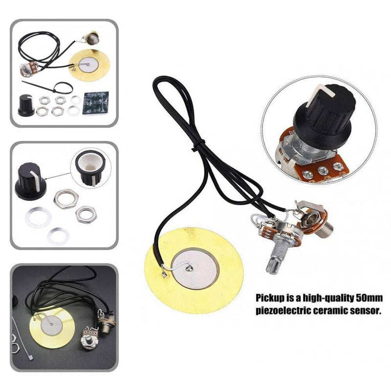 4PACKS 50MM Guitar Pickup Piezo Transducer Prewired Amplifier With 6.35MM Output