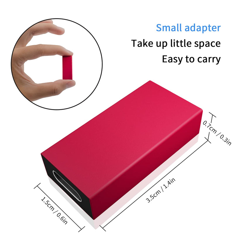 Duttek USB C to USB 3.0 Adapter, USB to USB C Adapter, USB 3.1 USB 3.0 Female to USB C Female Adapter 2 Pack (Red)