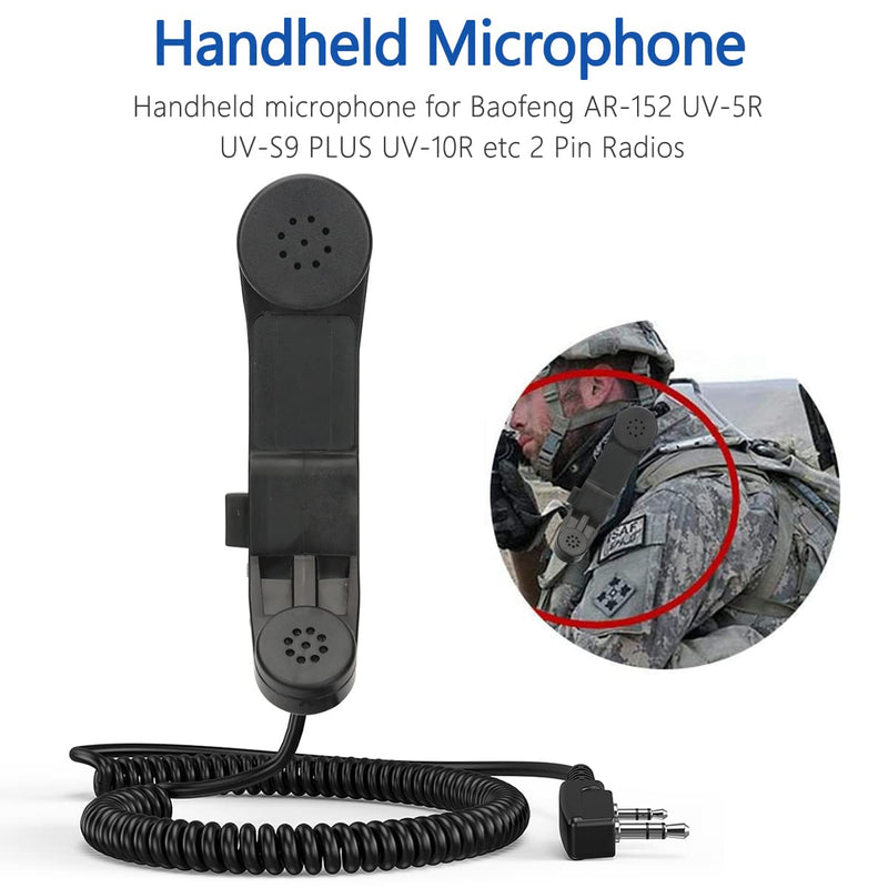 [AUSTRALIA] - Baofeng Military Grade Radio 2Pin K-Type Microphone Military Handheld Speaker Mic for BaoFeng AR-152 UV-5R UV-S9 Plus UV-82 UV-6R DM-5R Plus Kenwood Wouxun Qansheng Puxing HYT Two Way Radios 