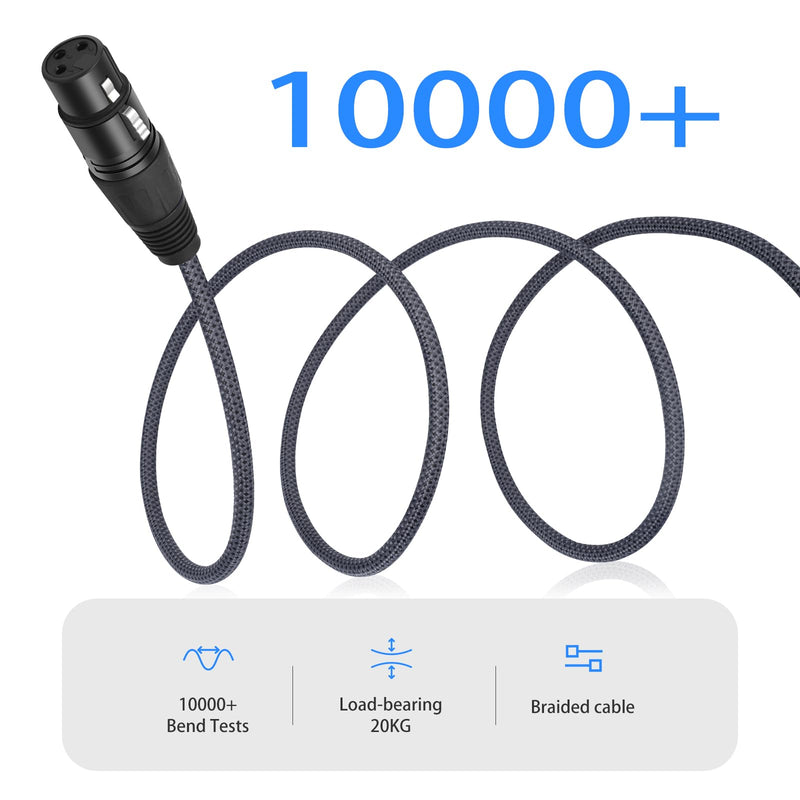2 Pack 10FT Right Angle 1/4 TRS Male to 3Pin XLR Female Microphone Cable,6.35mm TRS to XLR Female Braid Quarter inch Balanced Cable for Mixer Microphone Active Speakers 10Feet