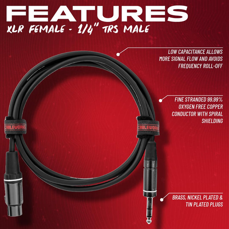By Gator Cases Composer Series Deluxe 5 Foot XLR Female to TRS Cable, (GCWC-XLR-05FTRS) 5 Feet TRS/XLR Female