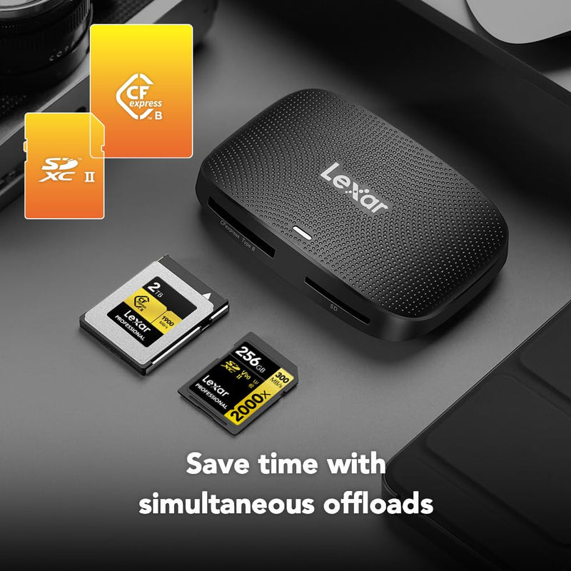 Lexar Professional CFexpress Type B/SD USB 3.2 Gen 2 Reader, Transfer Speeds Up to 10Gbps, Designed for CFexpress Type B and SD Cards (LRW520U-RNBNG) CFexpress Type B / SD USB 3.2 Reader