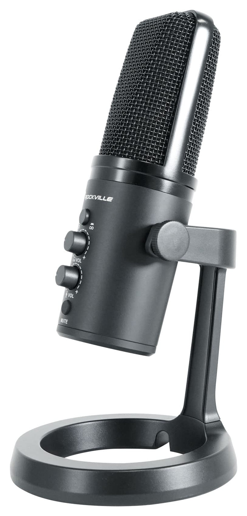Rockville Rock-Stream PRO Dual Pattern USB Microphone, 24-Bit/192kHz, Cardioid/Bi-Directional, LED Clipping Indicator, Headphone Monitoring, for Gaming, Streaming, Podcasting
