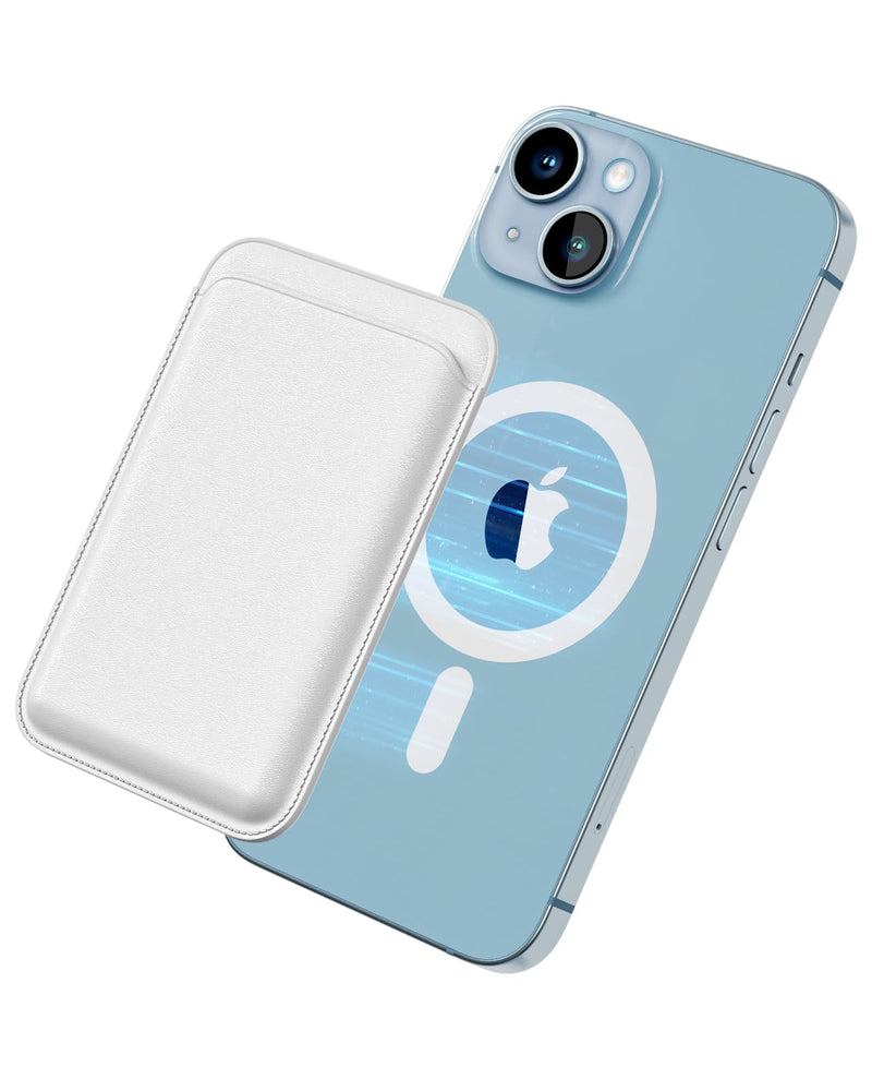 Magnetic Phone Wallet for Apple MagSafe, Card Wallet Holder for iPhone 15 Pro Max/15 Plus/15 Pro/15, 14 Pro Max/14 Plus/14 Pro/14, 13 Pro Max/13 Pro/13, 12 Pro Max/12 Pro/12, White