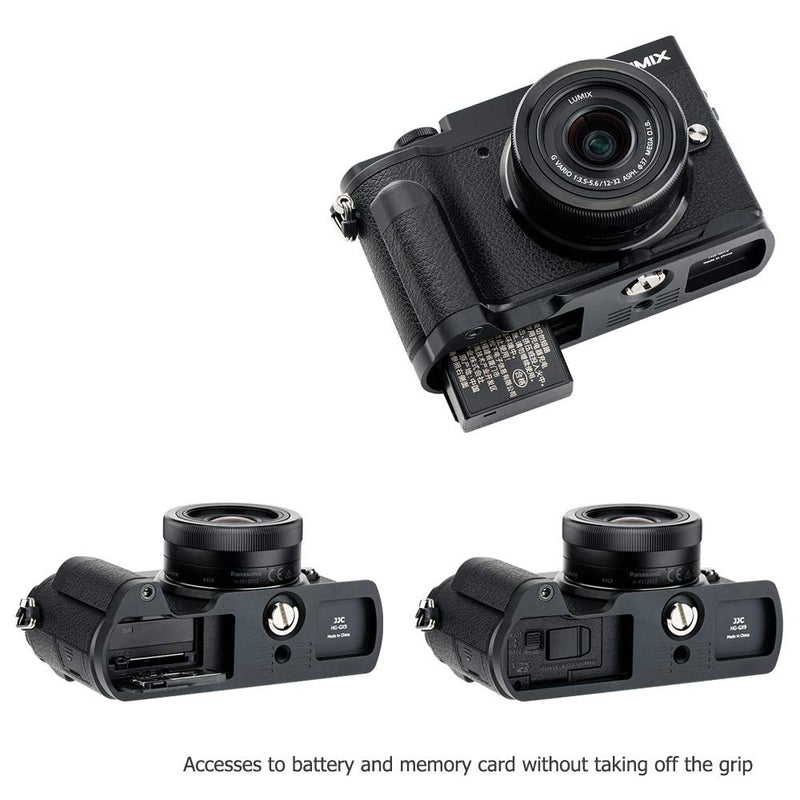 JJC DMW-HGR2 Solid Metal Hand Grip Secure Handle Bracket for Panasonic GX85 GX80 GX9 GX7 Mark II III Cameras, Anti-Slip Pads Design & Arca Swiss Type Quick Release Plate Design