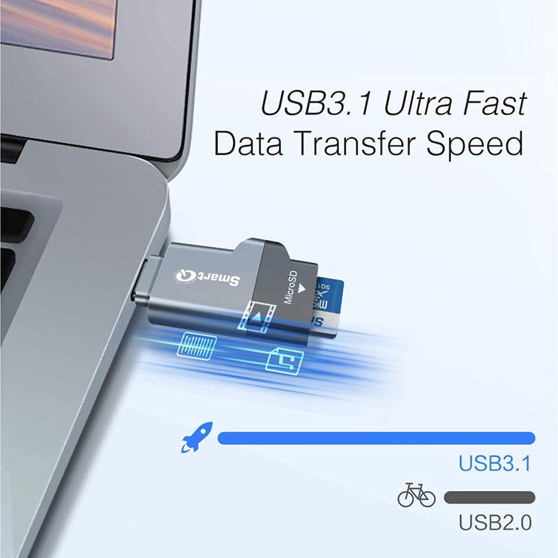 C356 Type-C MicroSD Card Reader with USB 3.0 Super Speed Technology, Supports MicroSDXC, MicroSDHC, and MicroSD for Window, Mac OS X and Andriod (Midnight Grey) Midnight Grey