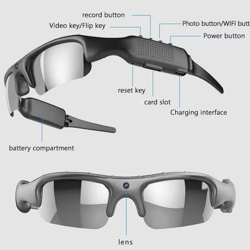 Tangxi 1080P Camera Glasses, 2.4G WiFi Smart Glasses with 12MP Camera, Video Recording Sunglasses with APP, Open Ear Audio, Polarized Glass for Outdoor Sports