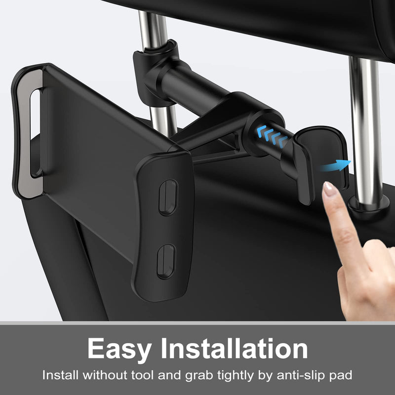 Car Headrest Backseat Mount,Phone/Tablet Car Mount, Adjustable Devices Holder for 4-11 inch Tabltes/Phones, Compatible for iPhone 14 13 12 11 Pro Max, S22,S21, iPad Air,Tabs Black