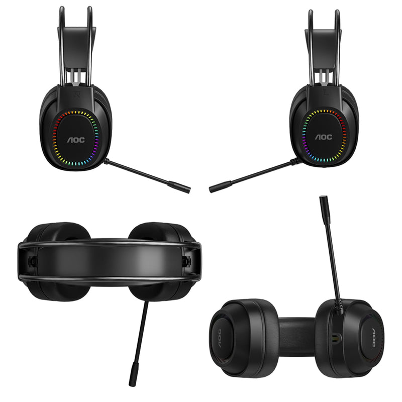 [AUSTRALIA] - AOC Wired Gaming Headset with Mic, USB Gaming Headphone with Stereo Sound for PC/Laptop/PS4/PS5, 50mm Drivers RGB Corded Headphones for Game/Work/Music, ACG2500 