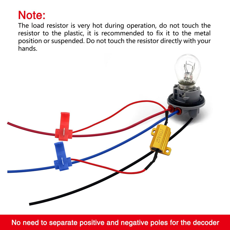 YIXISI 4 Pieces 25 W 6 Ohm Load Resistor for Car LED SMD Indicator Error Code Fix, with 8 Quick Cable Clips, for LED Indicator, LED Number Plate Light, DRL 25W 6ohm - 4pcs