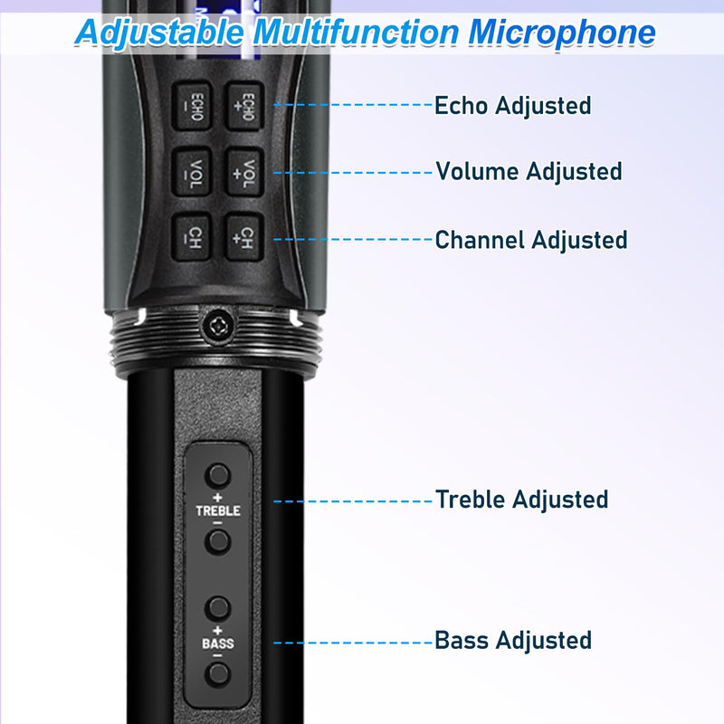 Wireless Microphone Karaoke System with Rechargeable Bluetooth Receiver,Professional Handheld Dynamic Cordless Microphone,UHF 200 FT Range,6.5mm/3.5mm Output, for Singing Karaoke Speech