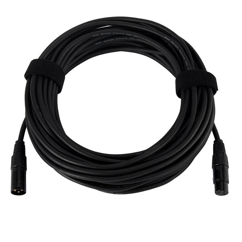 MFL. 50 ft Flexible DMX Cable 22AWG 3 Pin Signal (XLR Compatible) Male to Female Wire for Stage Lighting DJ Lights, 110 Ohms Impedance, Black, Pack of 1