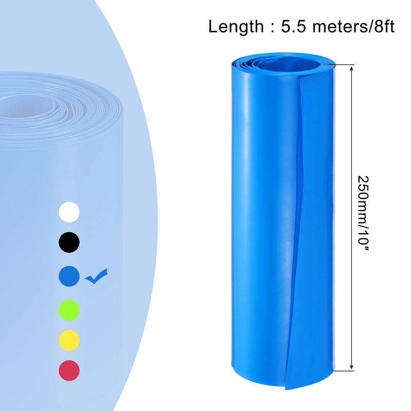 QUARKZMAN Heat Shrink Tube Roll, Battery Sheathing, PVC Battery Heat Shrink Tubing, 160 mm x 250 mm x 5.5 m (Diameter x Flat Width x Total Length), Good Insulation for Battery Packs, Blue 160mmx250mmx5.5m