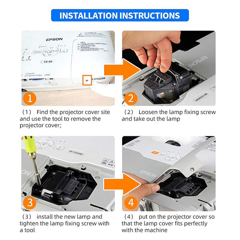 LBTbate ELPLP67 V13H010L67 Replacement Projector Lamp for EPSON PowerLite Home Cinema 710 750HD EX7210 EX3210 EX3212 EX5210 H429A VS210 VS220 MG-850HD PowerLite1221 1261W EB-S02 K85 Projector Bulbs