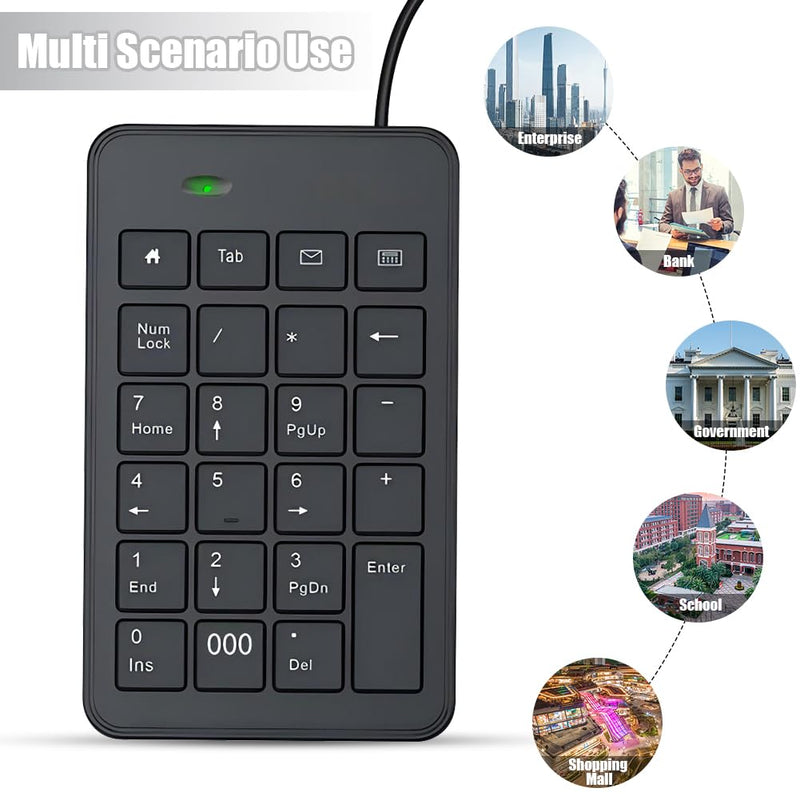 [AUSTRALIA] - Wired 10-Key USB Keypad Number Pad – Portable Numeric Keypad Keyboard for Laptop, PC and Desktop | Computer Accessories Numpad for ChromeBook Surface Notebook MateBook - Essential Office Data Entry 