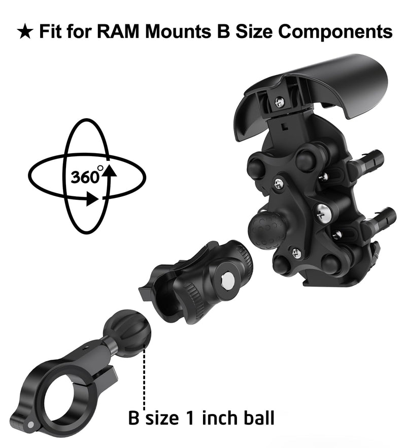 iMESTOU Anti-Vibration Motorcycle Phone Mount, Shock Damping Bike Cellphone Holder with 1" Ball Mount Base 720° Rotatable Fits for 12-32mm Handlebars, Widely Compatible with 5.4"-7.0" Smartphones
