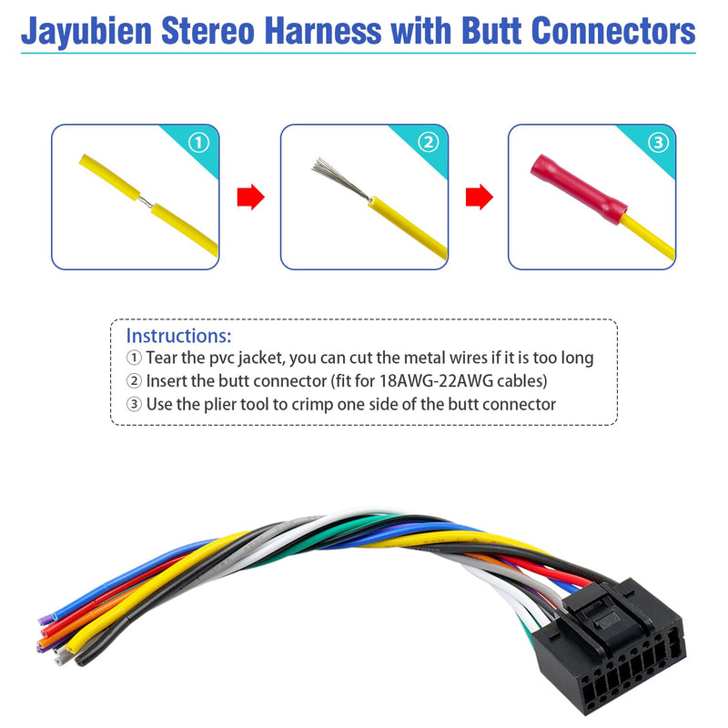 16Pin Radio Wire Harness Compatible with Kenwood ISO Stereo Wiring Harness Plug, Fit for KDC KRC Car Radio Adapter Non AMP
