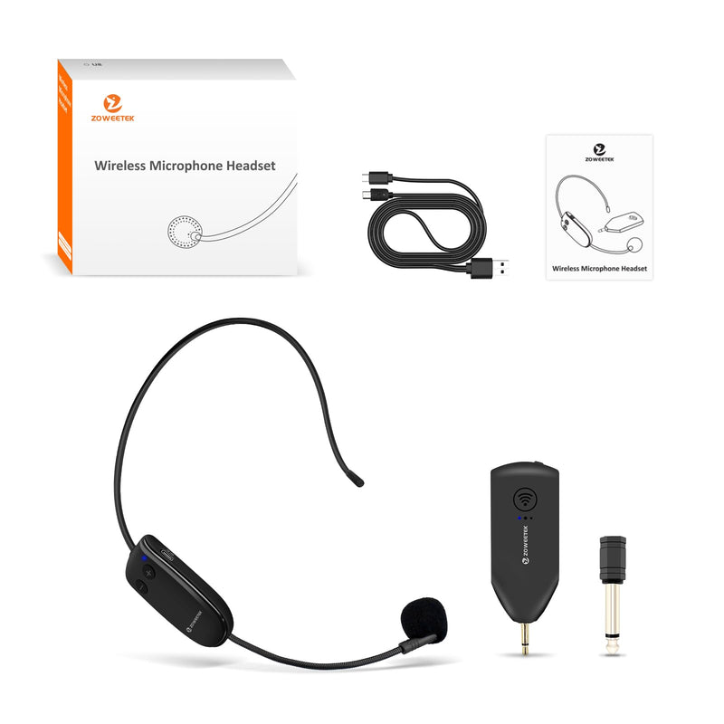 [AUSTRALIA] - ZOWEETEK Wireless Microphone Headset,UHF Headset Mic System,165ft Range,Support Voice Amplifier,PA System,Power Amplifier etc,Suitable for Teacher,Yoga and Fitness Instructor,Training,Lecturers 