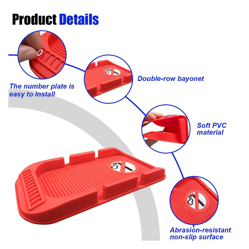 Car Dashboard Anti-Slip Mat Cell Phone Holder, Double-Groove Sticky Gripping Gel Pad with Number Plate, Multifunctional Car Dashboard Sticky Pad Mat for Navigation Cell Phone Sunglass Keys (Red) red