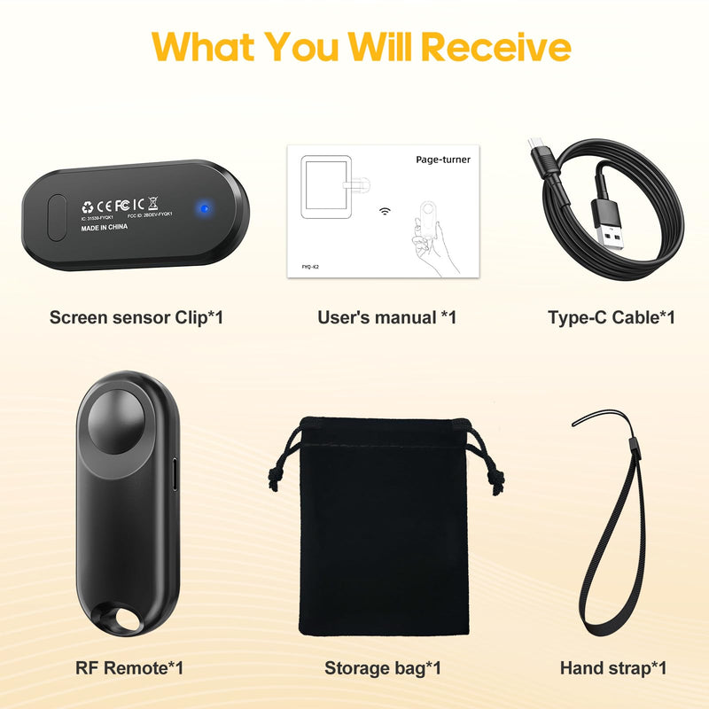Remote Control Page Turner for Kindle Paperwhite Accessories Kobo Surface Comics Novels Reading, Page Turner for iPhone ipad Android Tablets Reading Taking Photos Camera Video Recording Remote