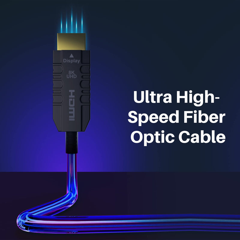 Certified 8K Fiber Optic HDMI 2.1 Cable 35FT, Real HDMI® Cable, Ultra HD, 48Gbps, Supports 8K@60Hz, 4K@120Hz, Dynamic HDR, HDCP 2.2&2.3, Dolby, eARC for Xbox, Series X, Laptop, Switch, PS5, UHD TV 1 Pack