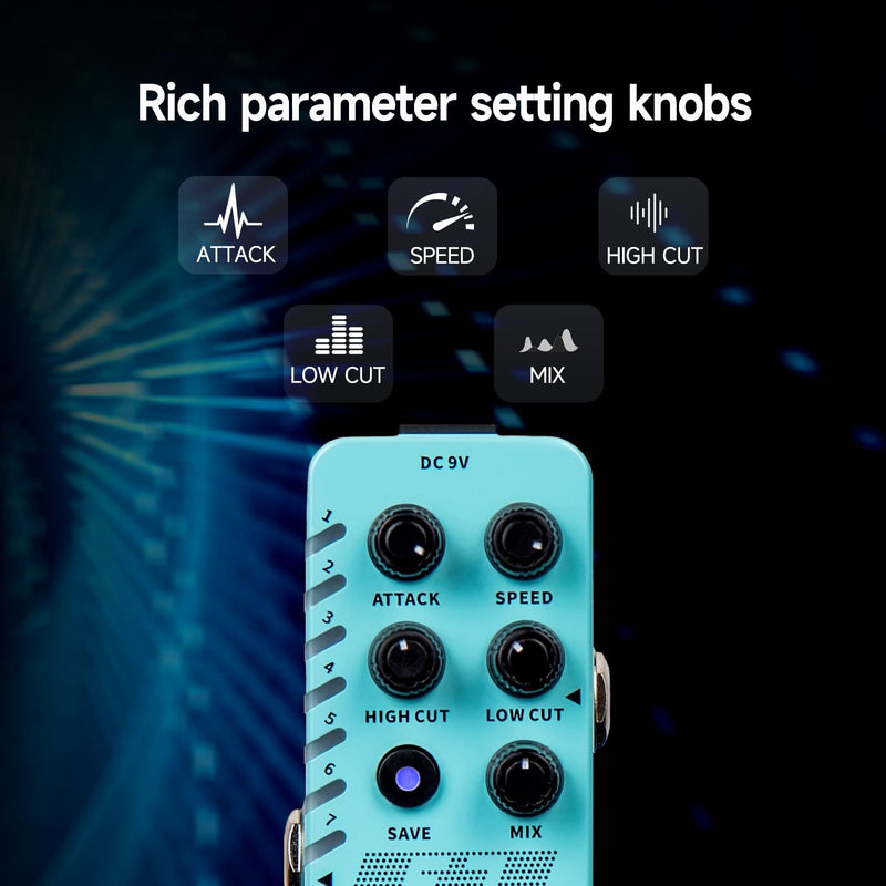 MOOER E7 Polyphonic Guitar Synth Pedal Electronic Synthesizer, 7 Guitar Synthesizer Tones with Individual Arpeggiator And 7 Preset Slots, High/Low Frequency Cut, Attack, Speed Function E7 Synth