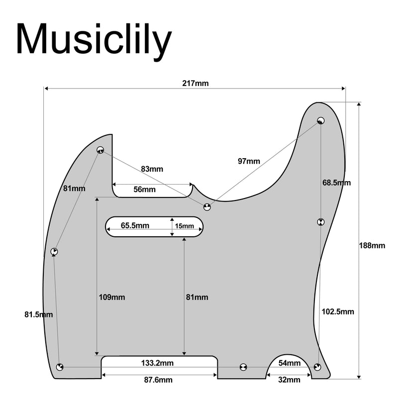 Musiclily Pro 8-Hole Guitar Tele Pickguard for JPN Made Fender Japan Telecaster, 4Ply Black Pearl
