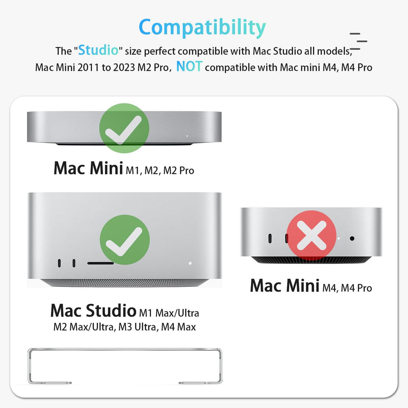 IFCASE Aluminum Desktop Mount Stand for Mac Studio, Silver | Improved Cooling, Desk Organization