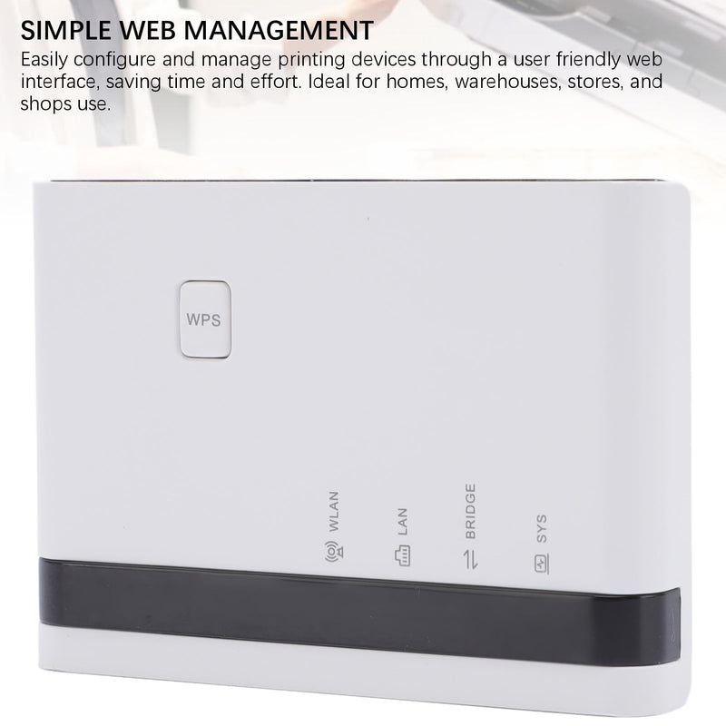 GOWENIC USB Print Server, 10 100Mbps LAN Bridge Wireless Wired Standalone Print Server Support 4 Printers Plug and Play, with 480Mbps USB 2.0 Port, for 7 8 10 11 OS X (US Plug) US Plug