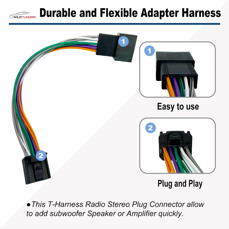 Add AMP Amplifier Subwoofer Speaker Wiring compatible with Toyota 2018-2022(Non-JBL) Radio Stereo T-Harness Subwoofer Amplifier Install Cable Adapter Camry RAV4 Tacoma Corolla Improve Car Sound Toyota,10-pin Male and Female Connectors