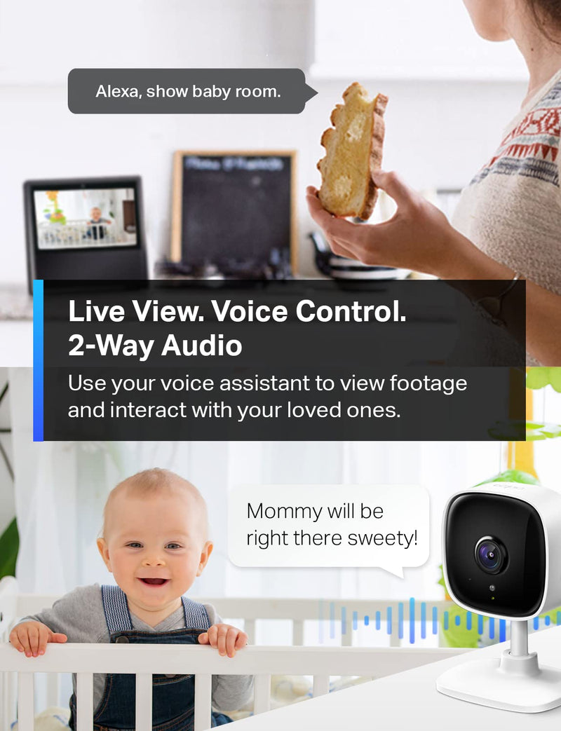 TP-Link Tapo 1080P Indoor Security Camera for Baby Monitor, Dog Camera w/ Motion Detection, 2-Way Audio Siren, Night Vision, Cloud & SD Card Storage, Works w/ Alexa & Google Home (Tapo C100) 1080P 1-Pack