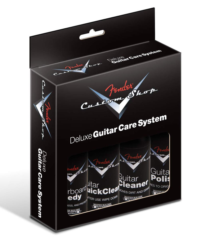 Fender Guitar Super Care Kit Bundle with Custom Shop Deluxe Guitar Care System 4 Pack, Super-Soft Dual-Sided Microfiber Cloth, and Fender Factory Microfiber Cloth Kit w/ Fender Microfiber Cloths