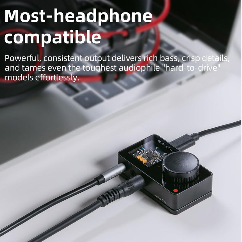SMSL Nano ONE Pro External Sound Card, Hi-Fi DSP Chip,Virtual 7.1 Surround Sound, for Windows/Mac/Phone/Live Stream/Game,3.5mm Headphone Output, Mic in, Plug and Play Driverless (Black) Black