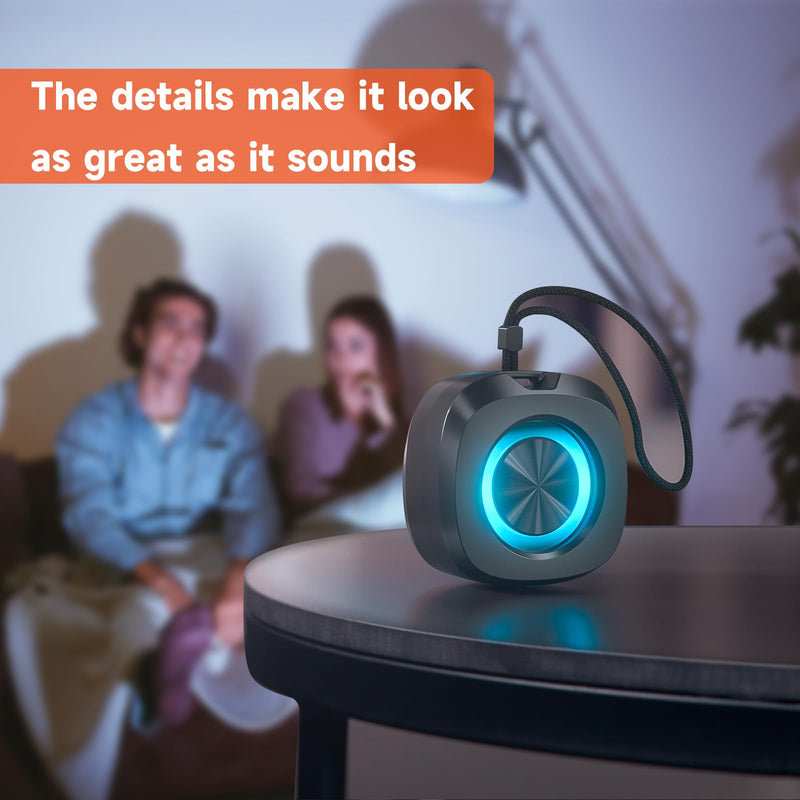 Bluetooth Speaker, Portable Wireless Speaker, IPX5 Waterproof Speakers Loud Stereo Sound with RGB Lights TWS Speakers Long Playtime for Home/Party/Outdoor, Electronic Gadgets, Birthday Gift (Black)
