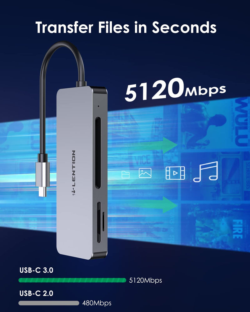LENTION USB C to CF/SD/Micro SD Multi-Card Reader, SD 3.0 Card Adapter Compatible 2021-2016 MacBook Pro 13/15/16, New Mac Air/iPad Pro/Surface, Samsung S20/S10/S9/S8/Plus/Note (CB-C12, Space Gray)