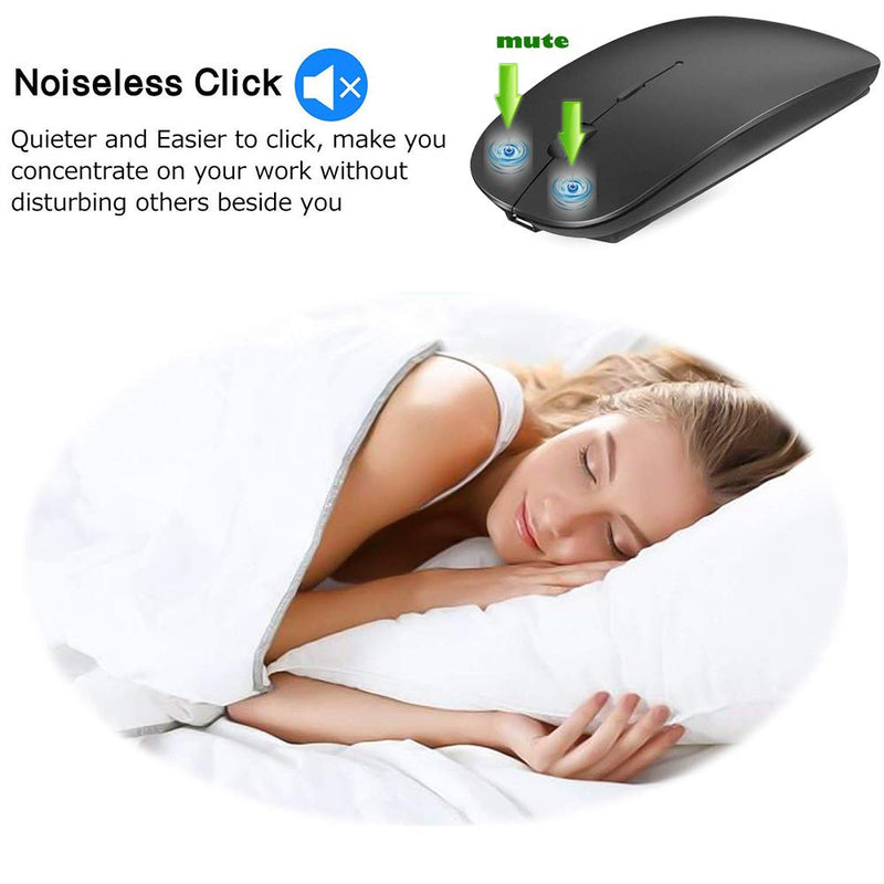 Rechargeable Bluetooth Mouse for MacBook pro/MacBook air/Laptop/iPad/iMac/pc, Wireless Mouse for MacBook pro MacBook Air/iMac/Laptop/Notebook/pc(Bluetooth Mouse/Black) Bluetooth Mouse/Black