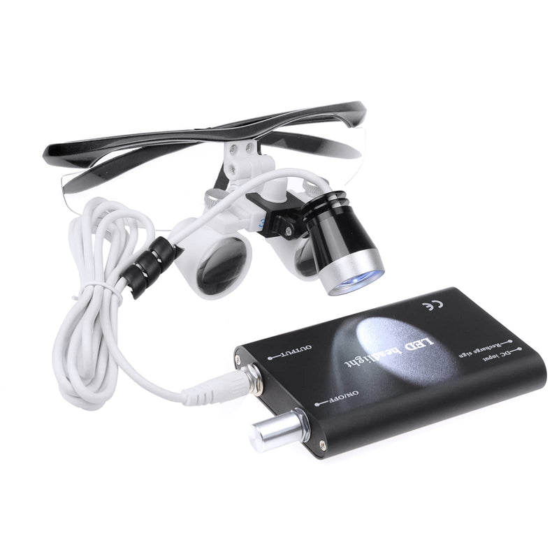 3.5 x 420mm Black Magnifying Glass with 3W LED Headlight for Surgical Lab Applications