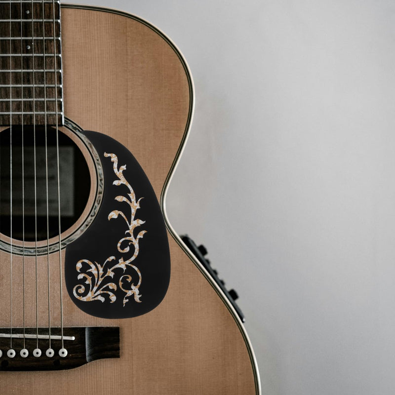 [AUSTRALIA] - Acoustic Guitar Pickguard White Vine Patterned Self-Adhesive Pickguard – 128MM Scratch Plate Replacement, Easy Install, Decorative Guard Sticker 