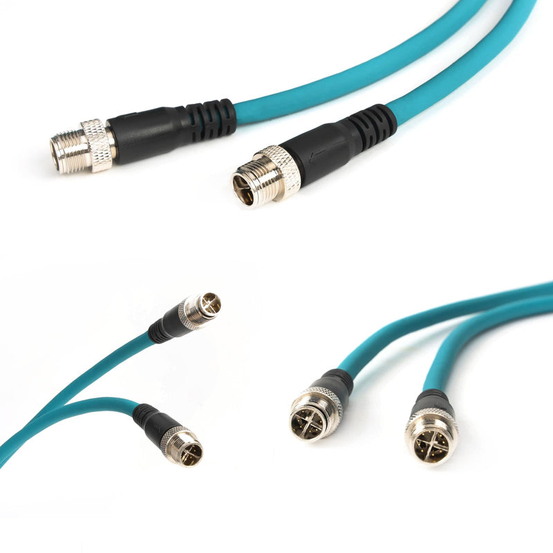 SZRMCC M12 X-Code 8pin Male to 8pin Male with Locking Ethernet Cable High Flexiable Shielded Gigabit Waterproof Network Cable for Basler Cognex Industrial Camera (Blue,5m) Blue 5m