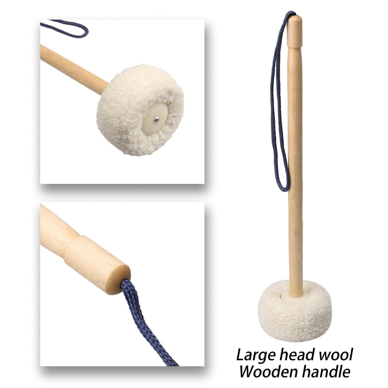14 Inch Soft Wool Gong Mallet Felt Head Dia 80mm With Wooden Handle