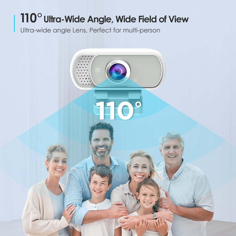 Webcam with Tripod Privacy Shutter: 1080P FHD Web Camera with Mic, Plug & Play USB A USB C Webcam with Stand, White Wide Angle Noise-Canceling Microphone Compact Web Cam for Online Meeting Classes White USB-C Webcam Cover & Tripod